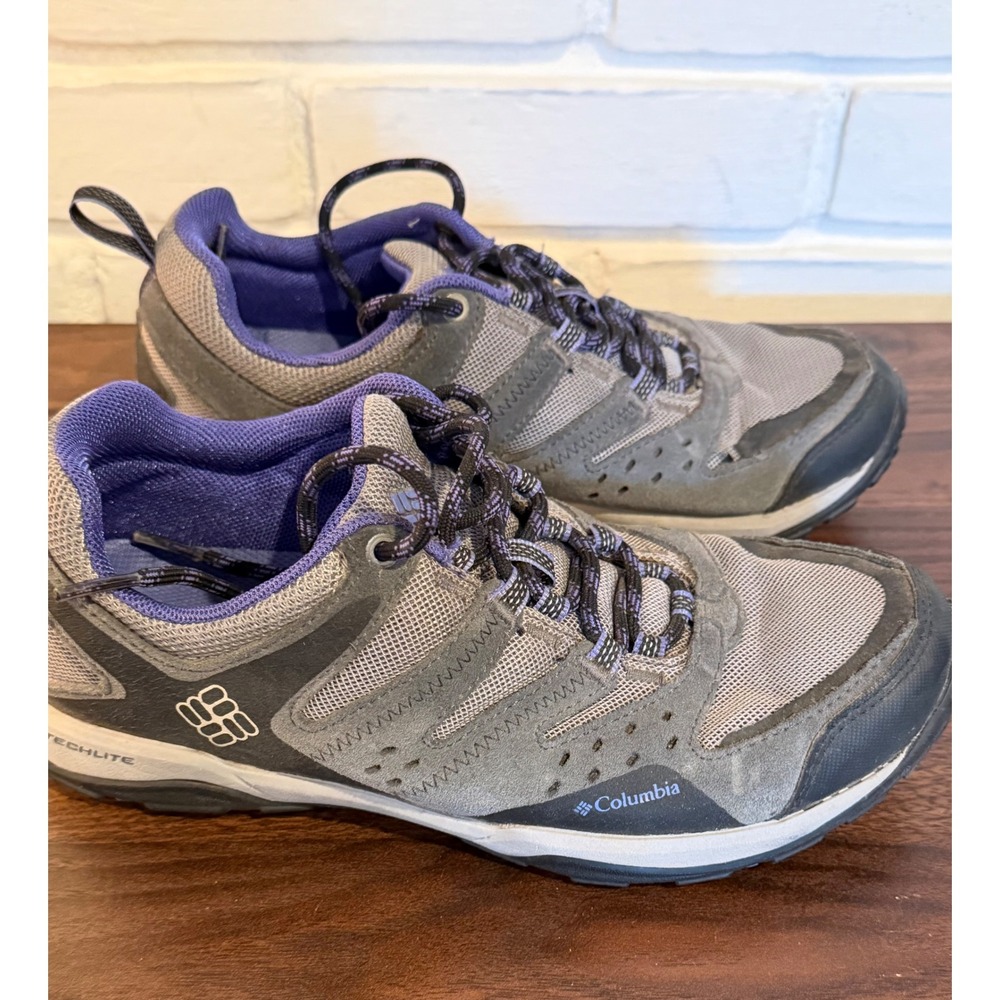 Columbia Techlite‎ Omni-Grip Womens 6.5 Grey Purple Hiking Shoes Gorpcore Trail